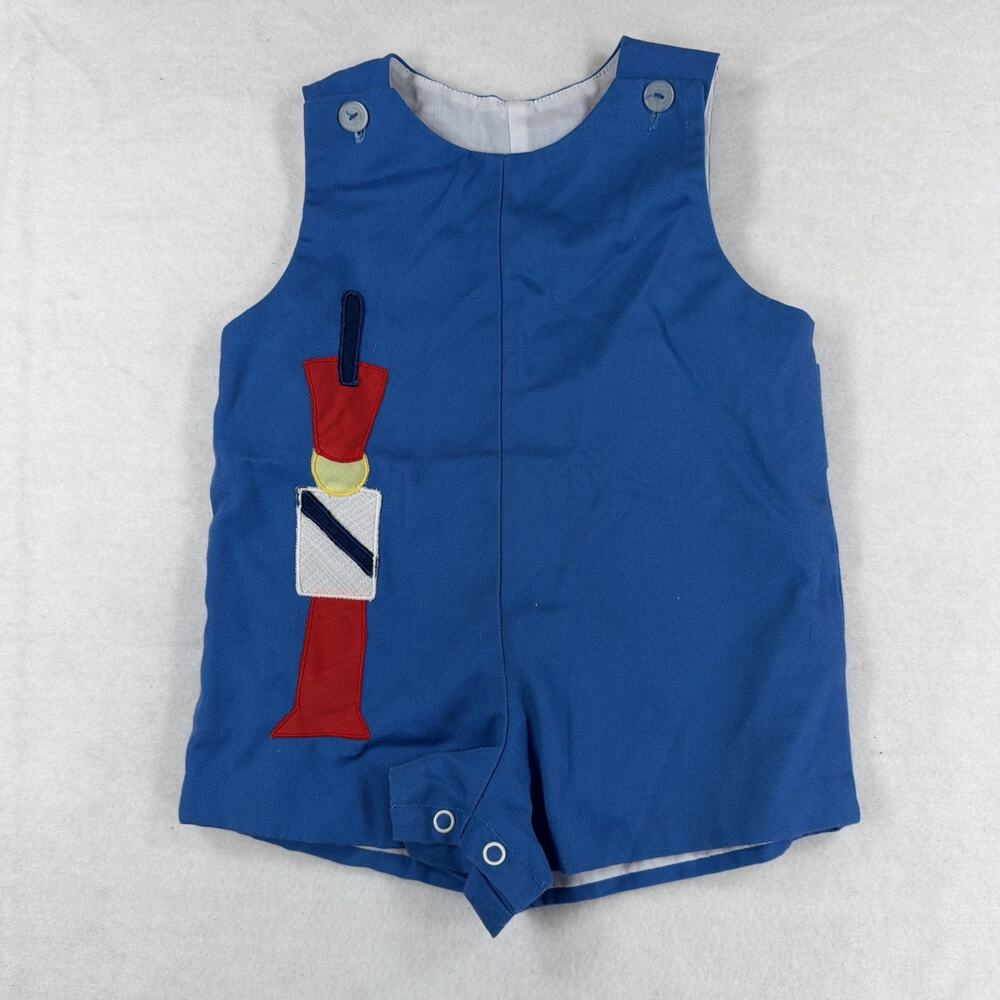 Vintage Samara Size 12 Months Blue Toy Soldier Shorts Romper Winter Toddler